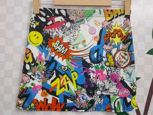 (1000)Funky Graphic Print Mini Skirt