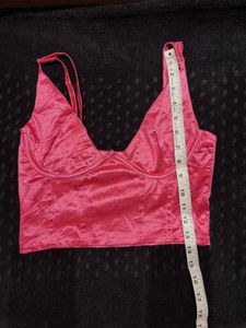 Hot Pink Satin Corset Top