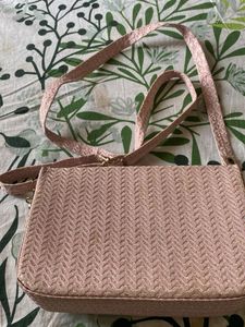 Chic Pink Textured Sling Bag
