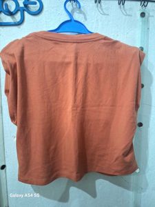 Orange Padded Shoulder T-Shirt