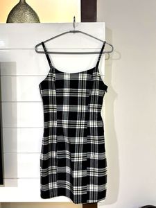 Black &amp; White Plaid Mini Dress