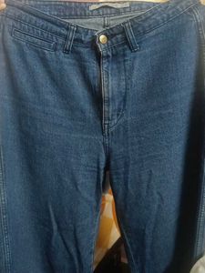 Wide Leg Blue Denim Jeans