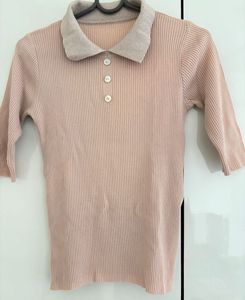 Ribbed Collared Knit Top