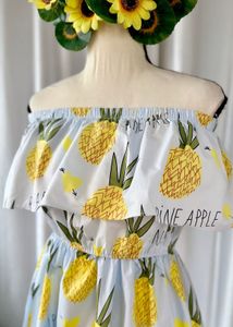 Pineapple Print Off-Shoulder Dress