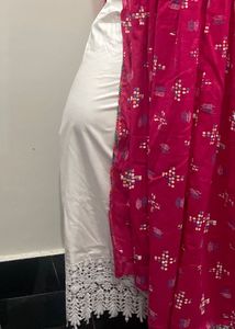 Elegant Cream Palazzo Pants with Lace Trim