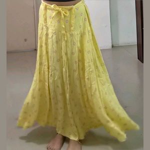 Yellow Floral Tiered Maxi Skirt