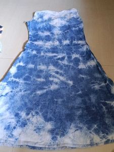 Blue Tie-Dye Denim Dress