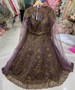 golden beads work fish cut Crop Top lehenga
