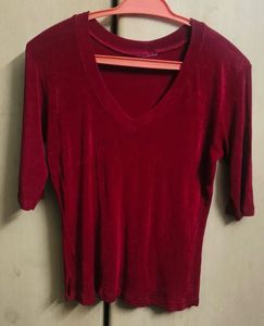 Maroon V-Neck T-Shirt