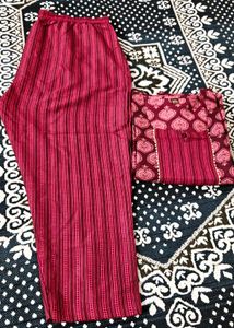 Red Printed Kurta Set