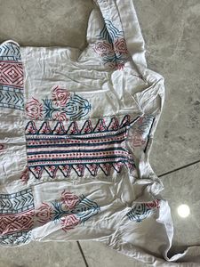 White Block Print Kurta