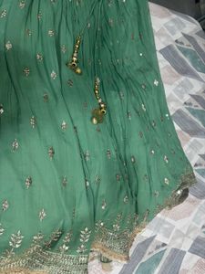Pastel Green Embroidered Lehenga with Matching Blo