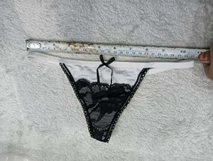 White &amp; Black 🥰Lace Detail Thong