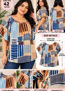 🔥BUY 1, GET 1 FREE 🔥Geometric Print Flutter Top