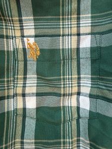 US POLO Men's Green Plaid Long Sleeve Shirt