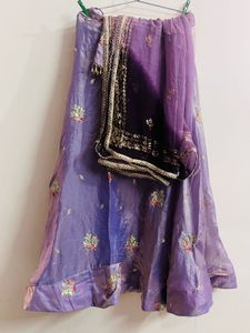 Elegant Purple Embroidered Lehenga Set