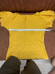 Bright Yellow Ruffled Sleeve Top