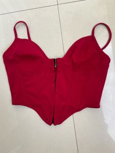 Red Corset Style Top with Zipper
