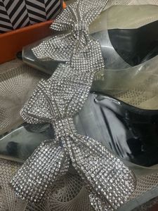 Crystal Bow Clear Heels