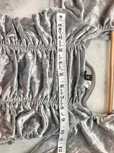 H&amp;M Silver Velvet Ruched Top