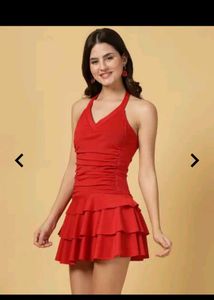 Red Ruffled Halter Swimsuit - XL Size - Brand New