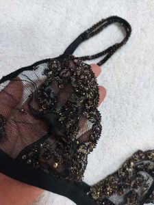 Designer Sheer Beaded Triangle Bra.. New