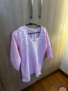 Embroidered Pink Kurta