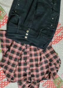 Women's Plaid Shirt &amp; Distressed Jeans Set