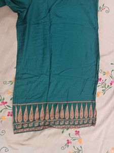 Bottle Green Palazzos with Embellished Border