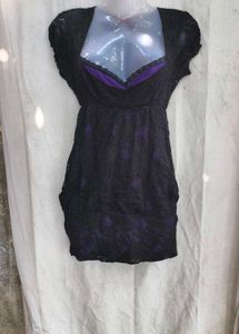92510Elegant Black &amp; Purple Lace Dress