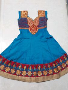 Elegant Blue Kurti with Intricate Gold Embroidery