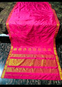 Vibrant Pink pure silk grand kanjeevaram Saree