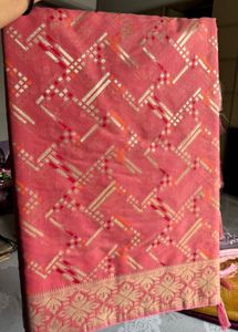 Baby pink cotton saree with blouse