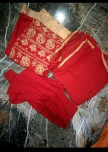 Red salwar with Golden Embroidery