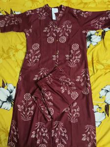 Maroon Floral Print Kurta Set