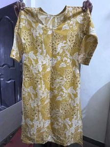 Yellow Floral Print Kurta