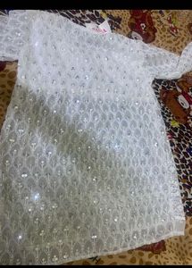 Elegant White Sequined Chikankari Kurta