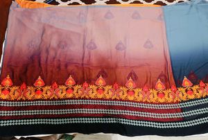 🇳🇿💫🎀Elegant Orange &amp; Grey Embroidered Saree