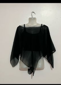 y2k Sheer Black Cape  no tank top