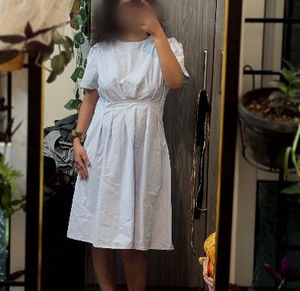 Light Blue Puff Sleeve Dress