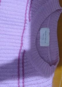 Lavender Striped Cropped Sweater