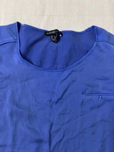 Mango Blue Short Sleeve Tunic Top