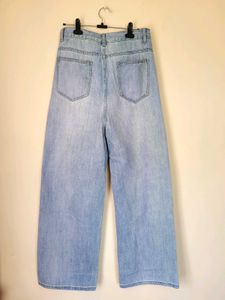Light Wash Wide Leg Jeans with Rhinestones