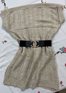 Cable Knit Woolen Sweater Dress / Long top