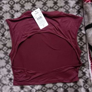 M size Maroon Crop Top - Sleeveless backless Style