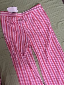 ZARA Pink Striped Wide Leg Trousers