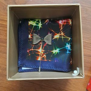 Stylish Pocket Square with Lapel Pin Set