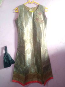 Olive &amp; Rani Pink Brocade Kurti-Lehenga Set
