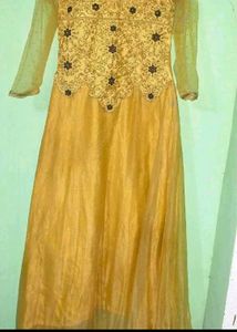 Gold  Anarkali Gown with dupatta and paijama