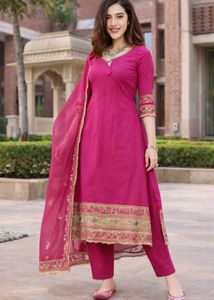 Pink Embroidered Kurta Salwar Set